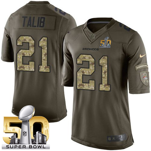 Nike Broncos #21 Aqib Talib Green Super Bowl 50 Men's Stitched NFL Limited Salute To Service Jersey
